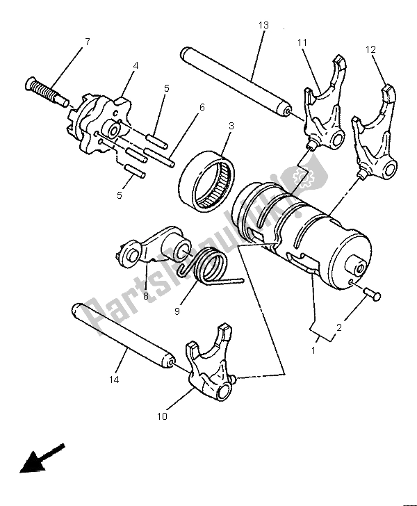 Wszystkie części do Krzywka Zmiany Biegów I Widelec Yamaha SR 125 1997
