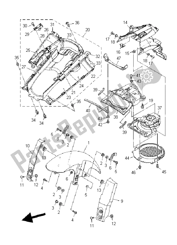 All parts for the Fender of the Yamaha MT 01 1670 2009
