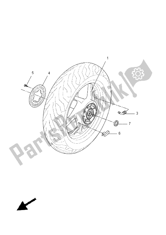 All parts for the Rear Wheel of the Yamaha YP 250 RA 2015