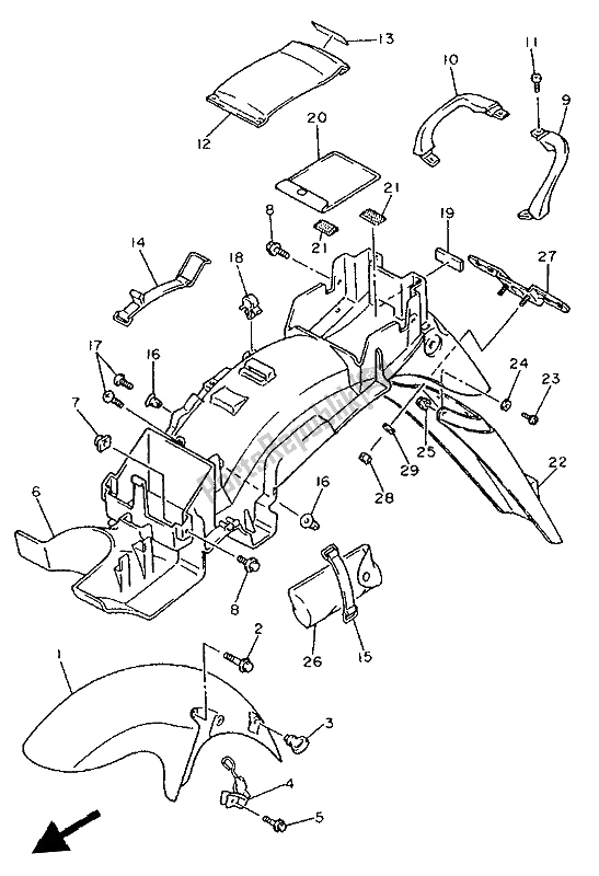 All parts for the Fender of the Yamaha XJ 600S Diversion 1992