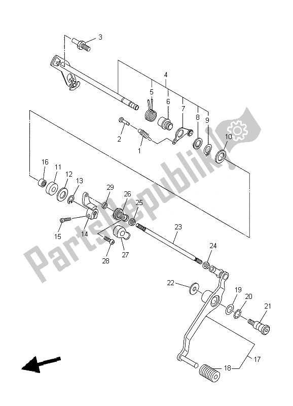 All parts for the Shift Shaft of the Yamaha XJ6 SA Diversion 600 2010