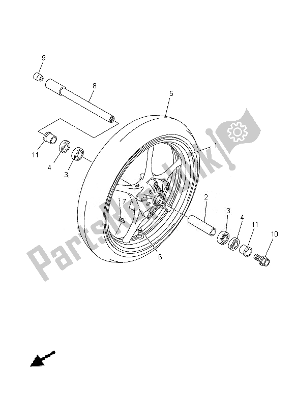 All parts for the Front Wheel of the Yamaha YZF R6 600 2013