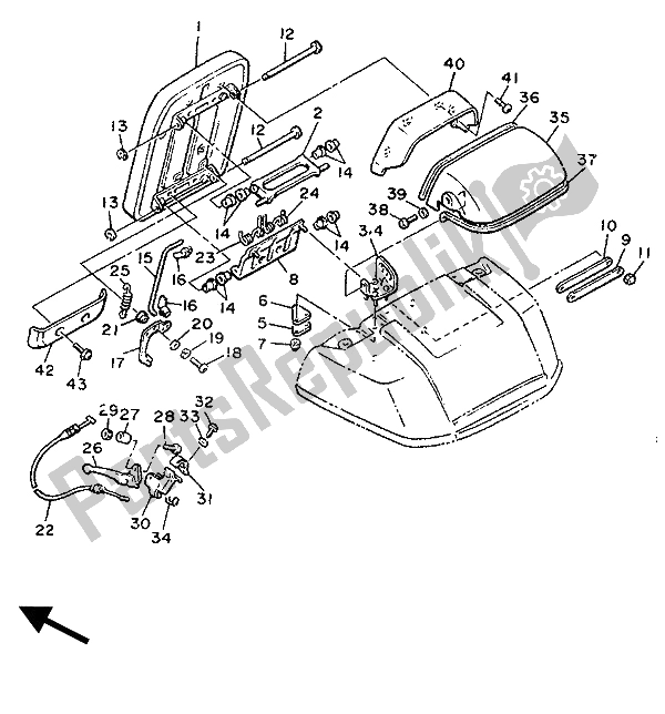 Alle onderdelen voor de Rugleuning van de Yamaha XVZ 13 TD Venture Royal 1300 1989