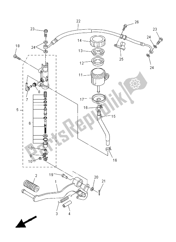 Tutte le parti per il Pompa Freno Posteriore del Yamaha FZ1 N 1000 2012