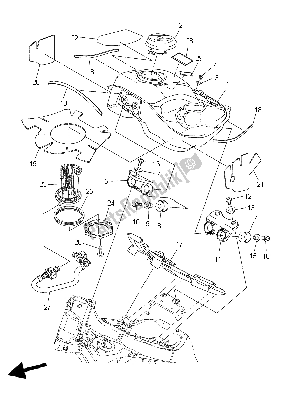 All parts for the Fuel Tank of the Yamaha WR 250R 2009