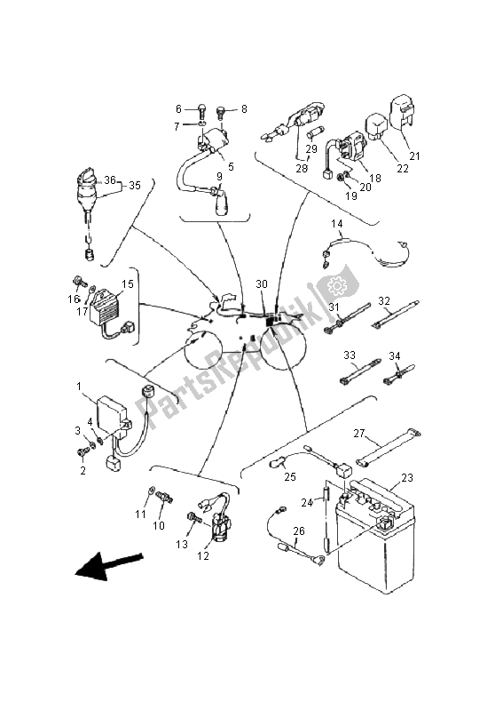 All parts for the Electrical 1 of the Yamaha YFM 125 Breeze 2001