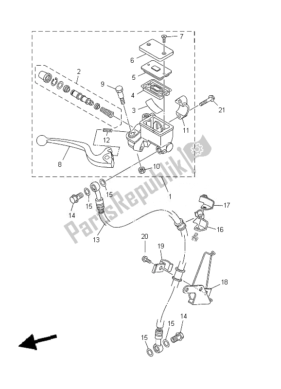 Tutte le parti per il Pompa Freno Anteriore del Yamaha YBR 125 ED 2010