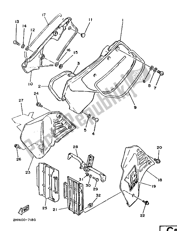 Toutes les pièces pour le Couvercle Latéral Et Réservoir D'huile du Yamaha YZ 250 1987