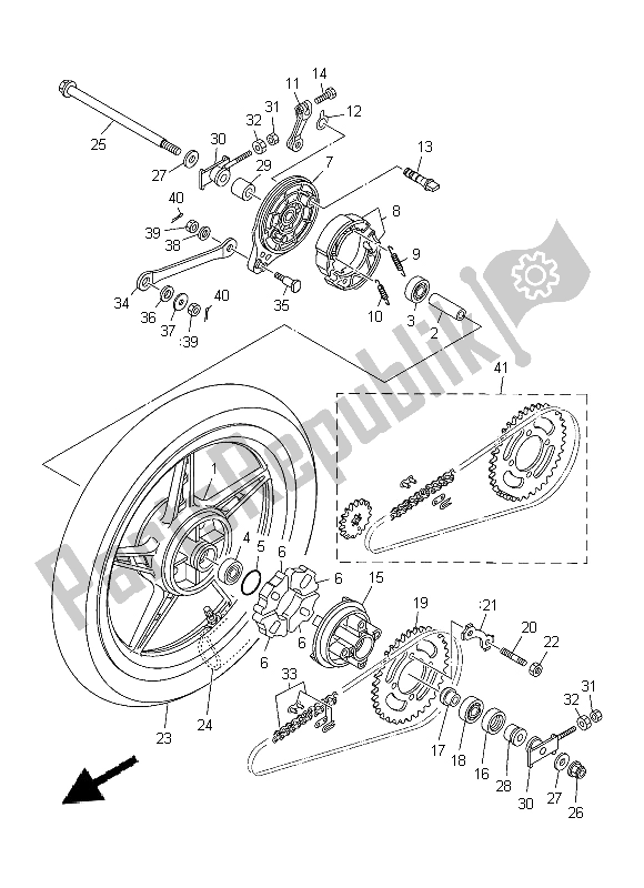 All parts for the Rear Wheel of the Yamaha T 135 FI Crypton X 2014