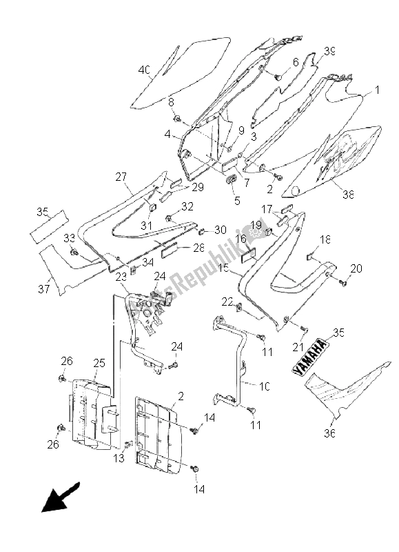 All parts for the Side Cover of the Yamaha DT 125 RE 2005