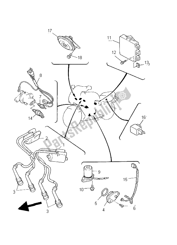 All parts for the Electrical 1 of the Yamaha YZF 600R Thundercat 2002