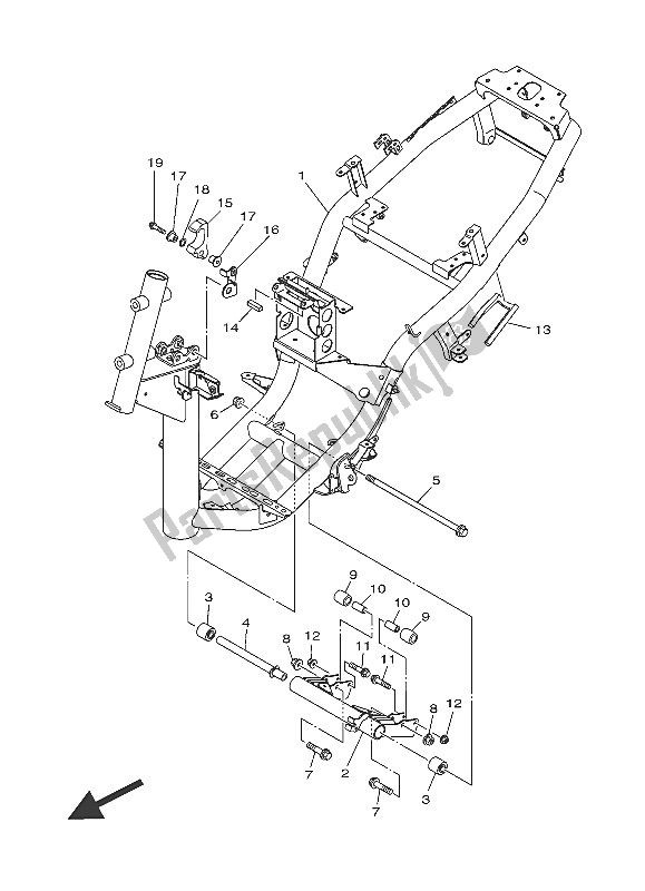 Alle onderdelen voor de Kader van de Yamaha MW 125A 2016