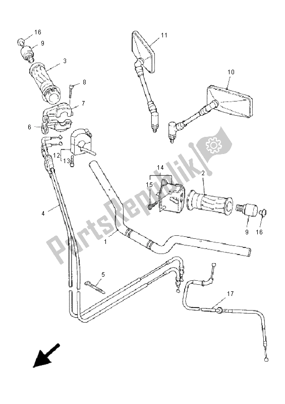 Alle onderdelen voor de Stuurhendel En Kabel van de Yamaha XJR 1300 2001