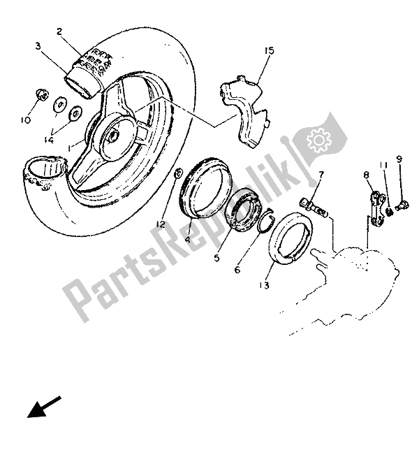 All parts for the Rear Wheel of the Yamaha PW 50 1994