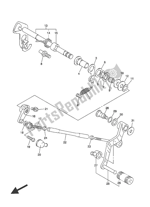 All parts for the Shift Shaft of the Yamaha FJR 1300 AE 2016