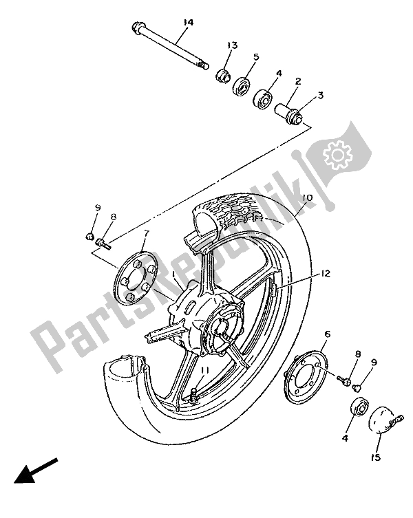 Toutes les pièces pour le Roue Avant du Yamaha XV 1100 Virago 1989