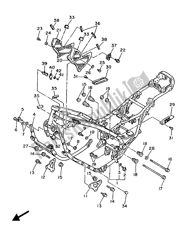 All parts for the Frame of the Yamaha FZX 750 1987