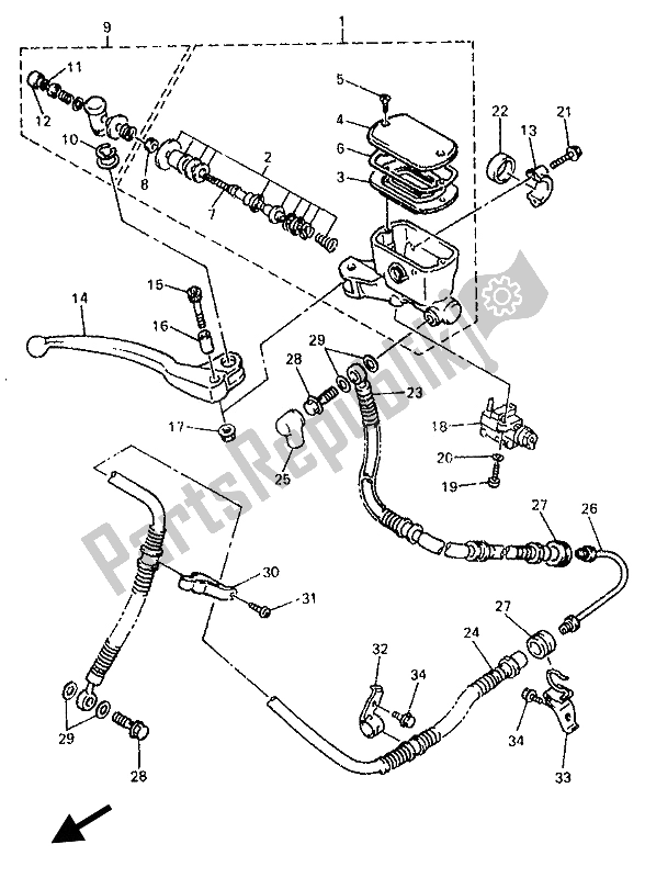 Toutes les pièces pour le Maître-cylindre Avant du Yamaha GTS 1000 1993