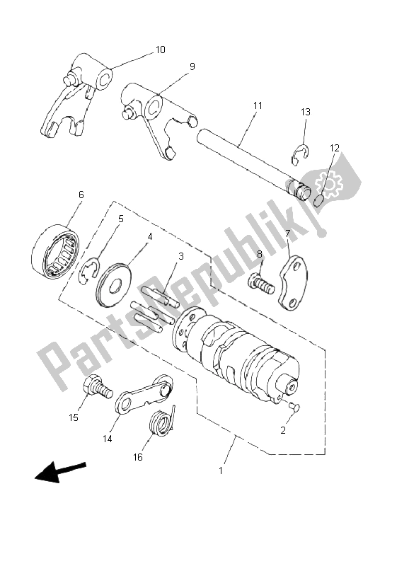 All parts for the Shift Cam & Fork of the Yamaha YFM 80 Badger 2002