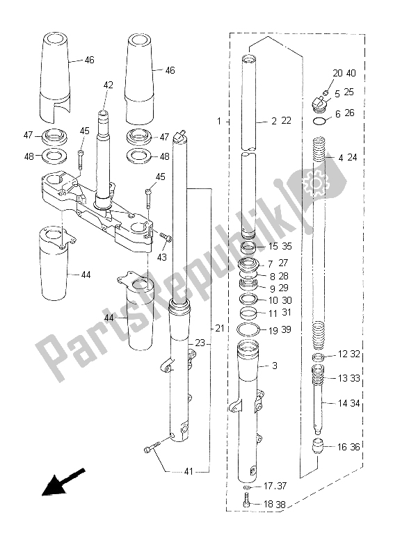 Toutes les pièces pour le Fourche Avant du Yamaha XVZ 13 TF 1300 1999