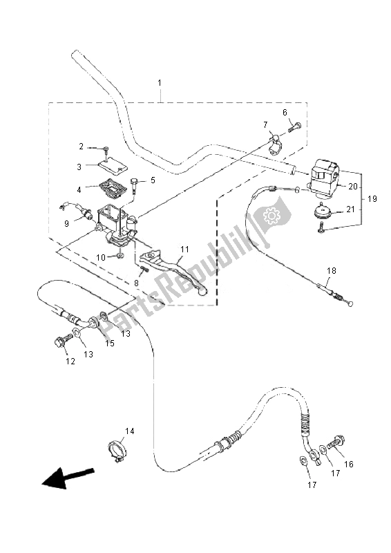 Toutes les pièces pour le Maître-cylindre Arrière du Yamaha YFM 90R 2010