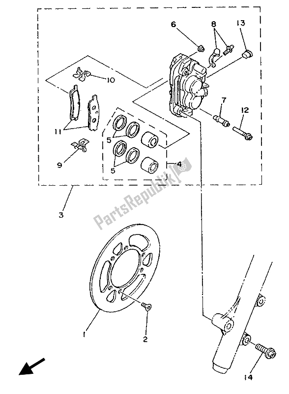 Tutte le parti per il Pinza Freno Anteriore del Yamaha YZ 80 LC 1992