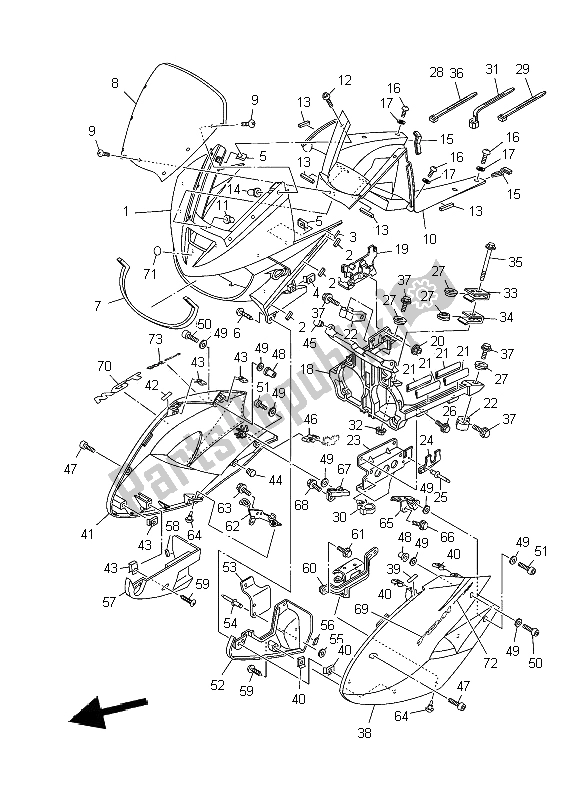 Toutes les pièces pour le Capot 1 du Yamaha TDM 900A 2009