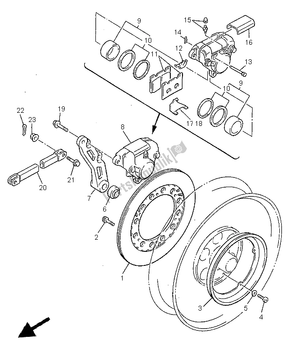 All parts for the Rear Brake of the Yamaha V MAX 12 1200 1999