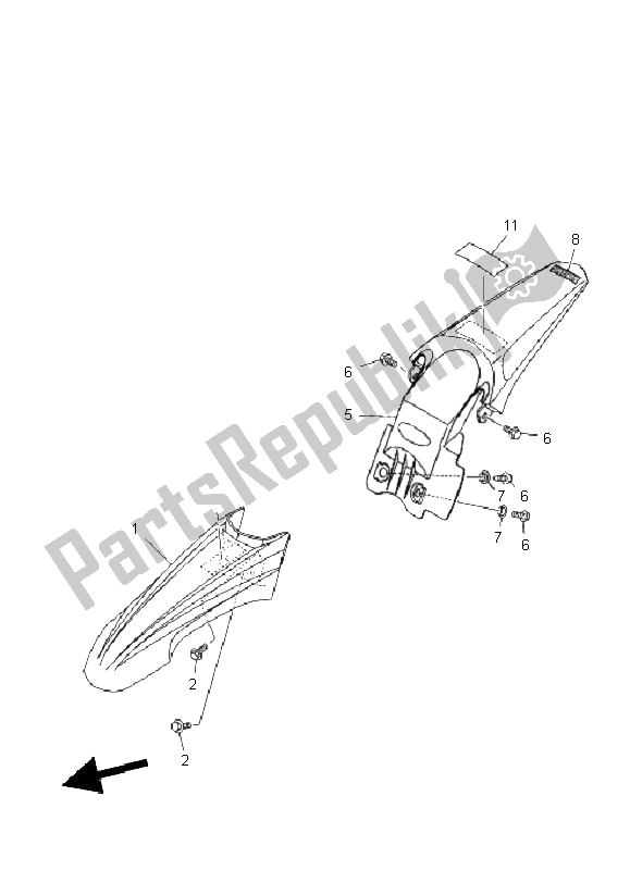 Tutte le parti per il Parafango del Yamaha TT R 110E 2011