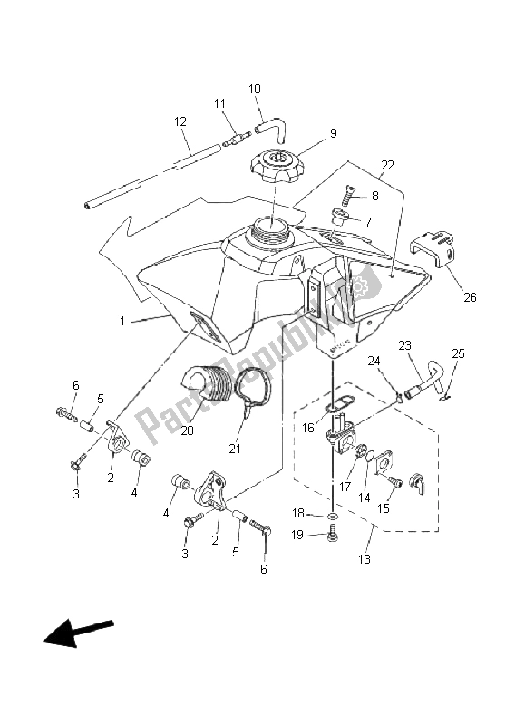 Alle onderdelen voor de Benzinetank van de Yamaha YZ 85 SW LW 2008
