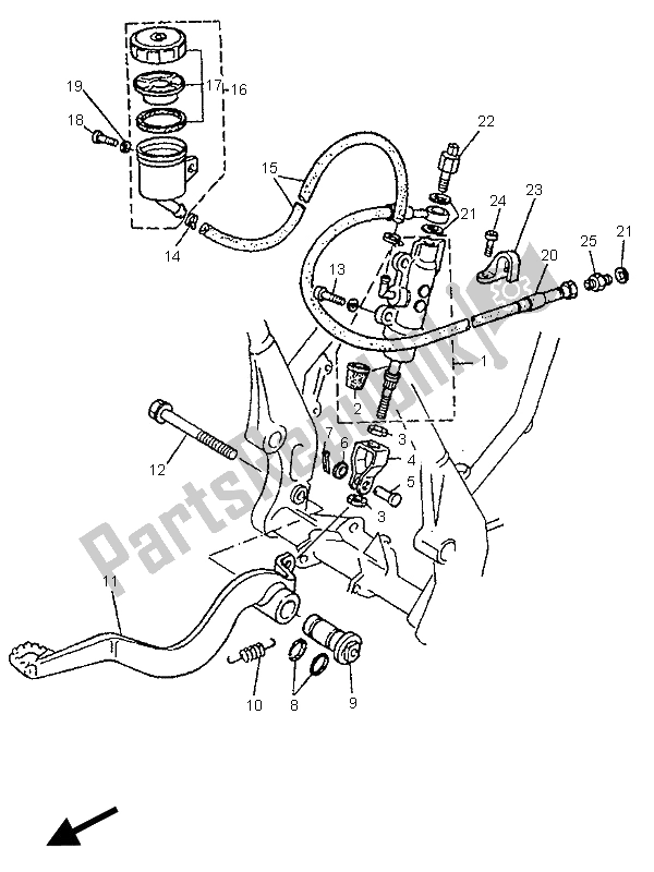 Todas as partes de Cilindro Mestre Traseiro do Yamaha TT 600S 1995