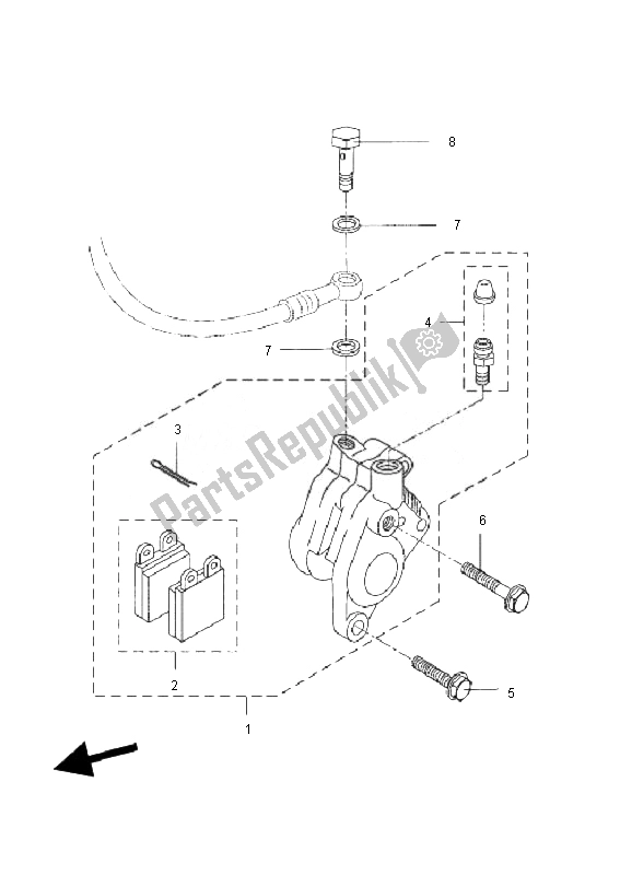 All parts for the Front Brake Caliper (model - R) of the Yamaha DT 50R SM 2010