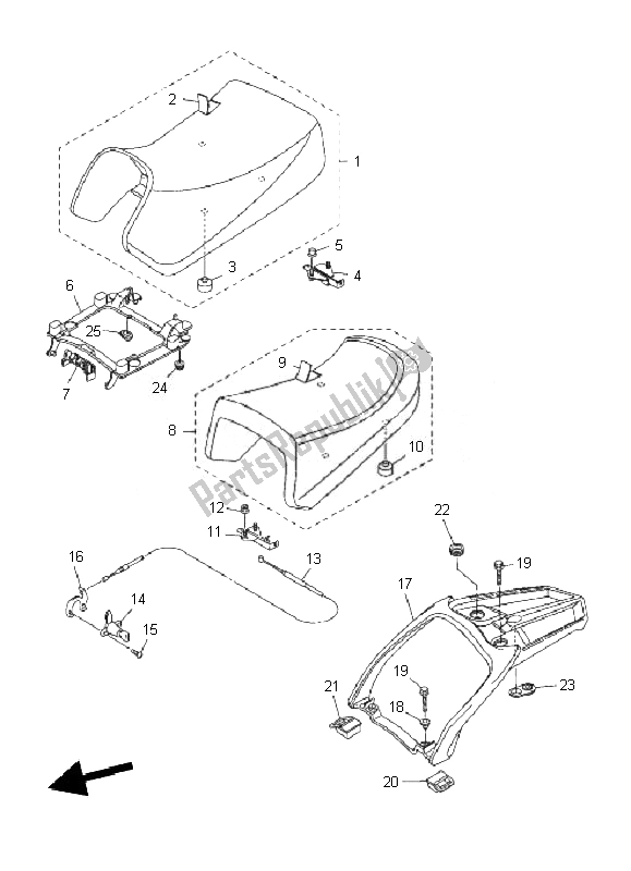 All parts for the Seat of the Yamaha FJR 1300A 2010