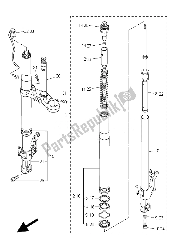 Tutte le parti per il Forcella Anteriore del Yamaha FJR 1300 AE 2014