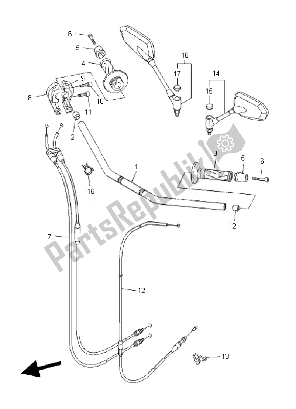 Tutte le parti per il Maniglia E Cavo Dello Sterzo del Yamaha FZ1 N Fazer 1000 2010