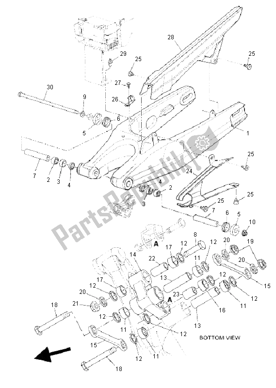 All parts for the Rear Arm of the Yamaha XT 660Z Tenere 2008