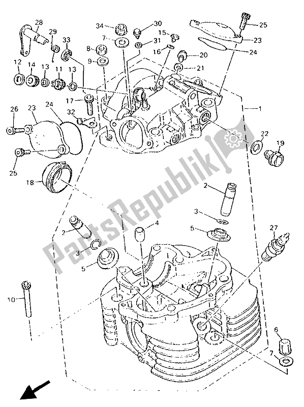 Todas las partes para Cabeza De Cilindro de Yamaha SR 500 1993