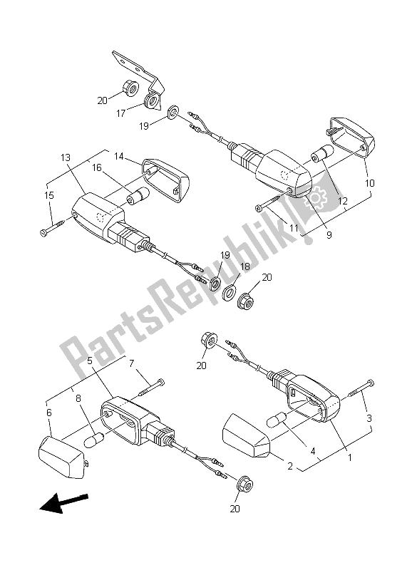 Todas as partes de Luz Intermitente do Yamaha YBR 125 ED 2006