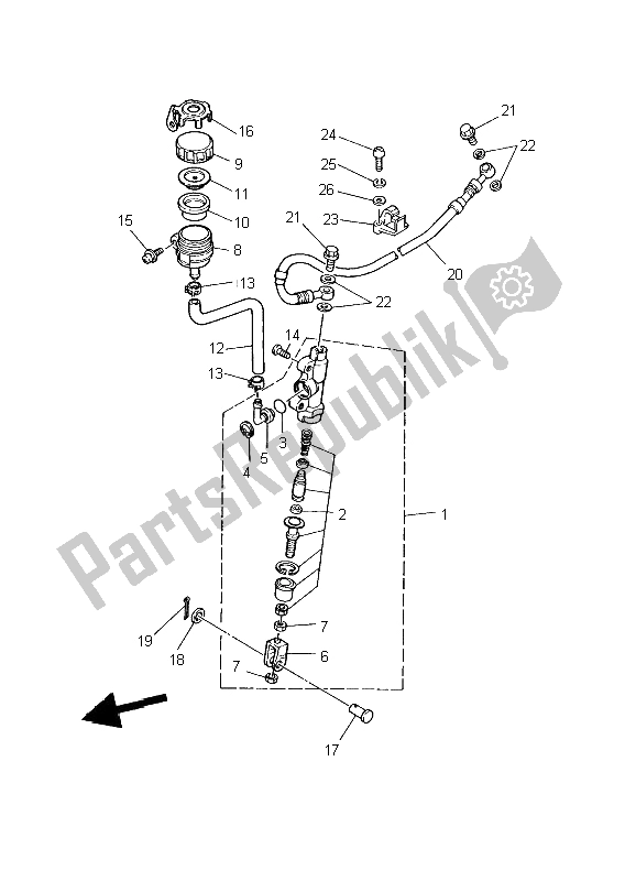 Tutte le parti per il Pompa Freno Posteriore del Yamaha DT 125R 2002