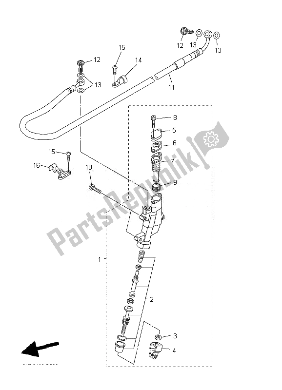 Todas las partes para Cilindro Maestro Trasero de Yamaha WR 450F 2007