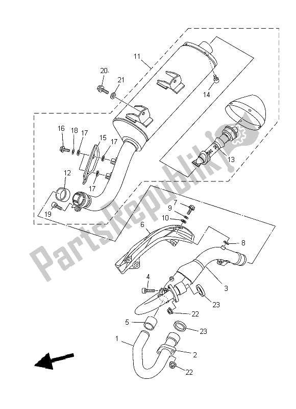 Toutes les pièces pour le échappement du Yamaha YFM 700R 2014