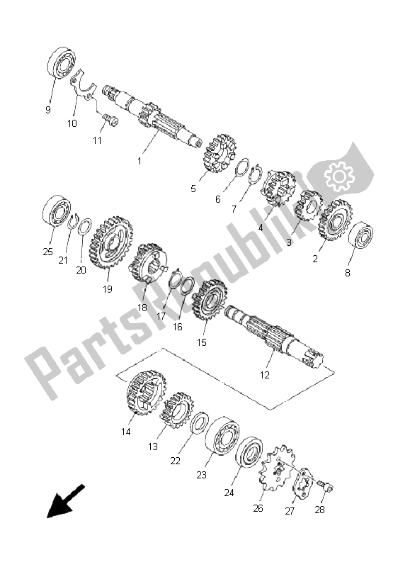 All parts for the Transmission of the Yamaha TT R 125 SW LW 2001