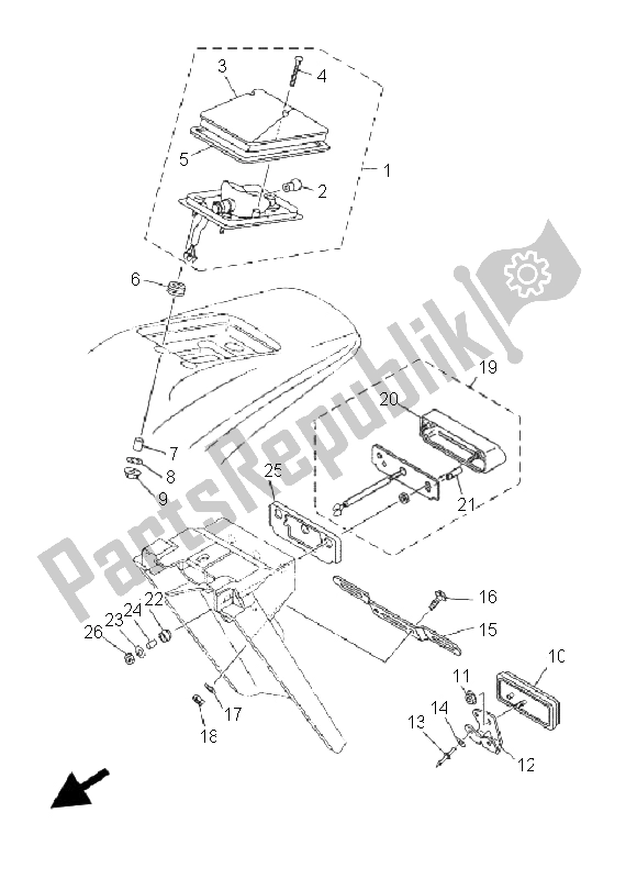 All parts for the Taillight of the Yamaha DT 125 RE 2005