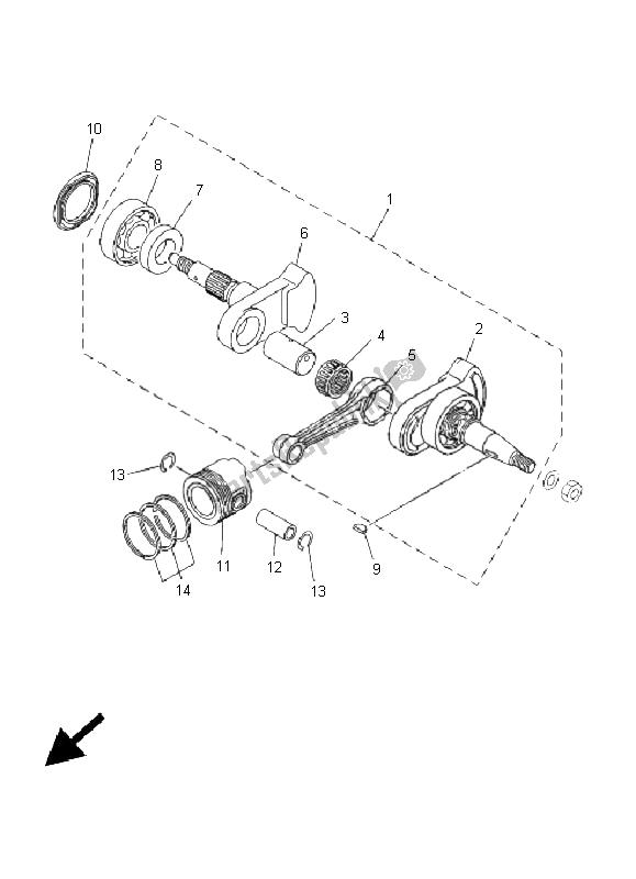 All parts for the Crankshaft & Piston of the Yamaha TT R 90E 2005