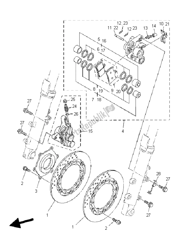 All parts for the Front Brake Caliper of the Yamaha XP 500A T MAX 2010