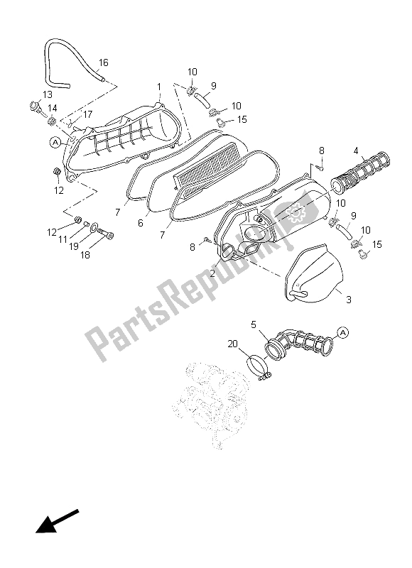 Tutte le parti per il Immissione 2 del Yamaha YP 125R X MAX 2012