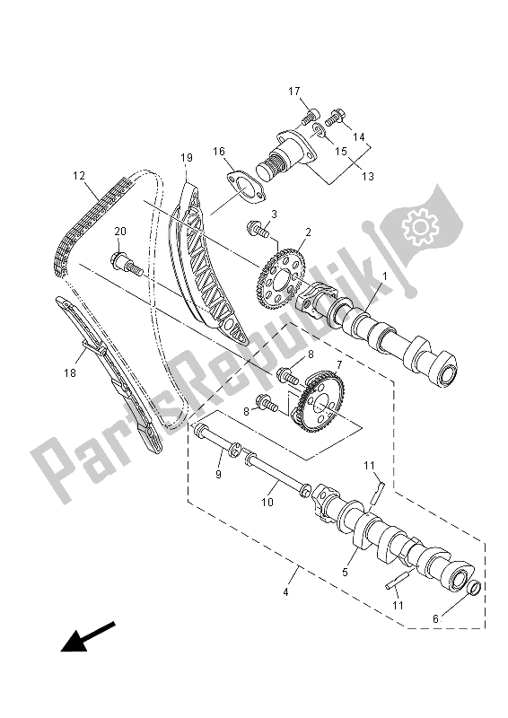 Todas as partes de árvore De Cames E Corrente do Yamaha MT-07 A 700 2015