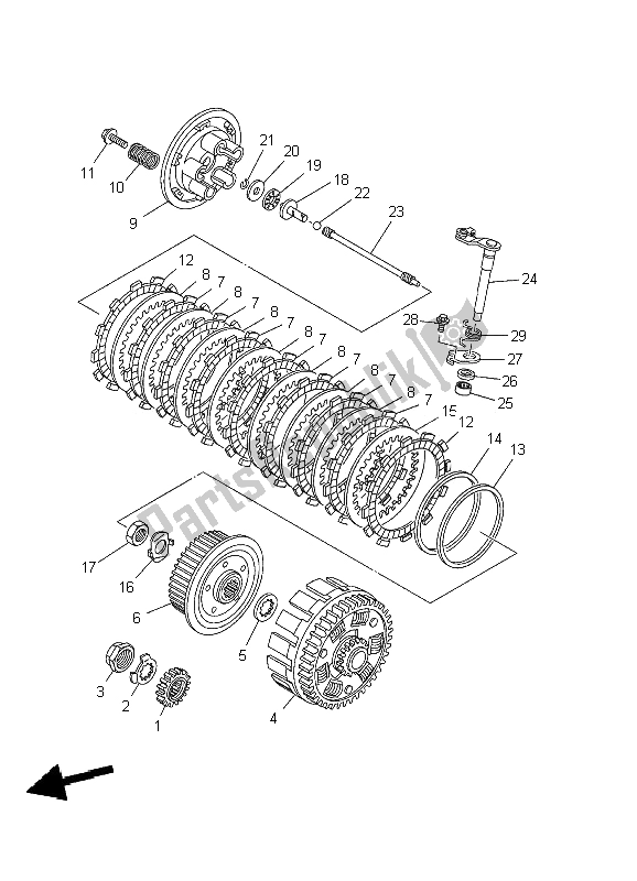 Wszystkie części do Sprz? G? O Yamaha YZ 250F 2002