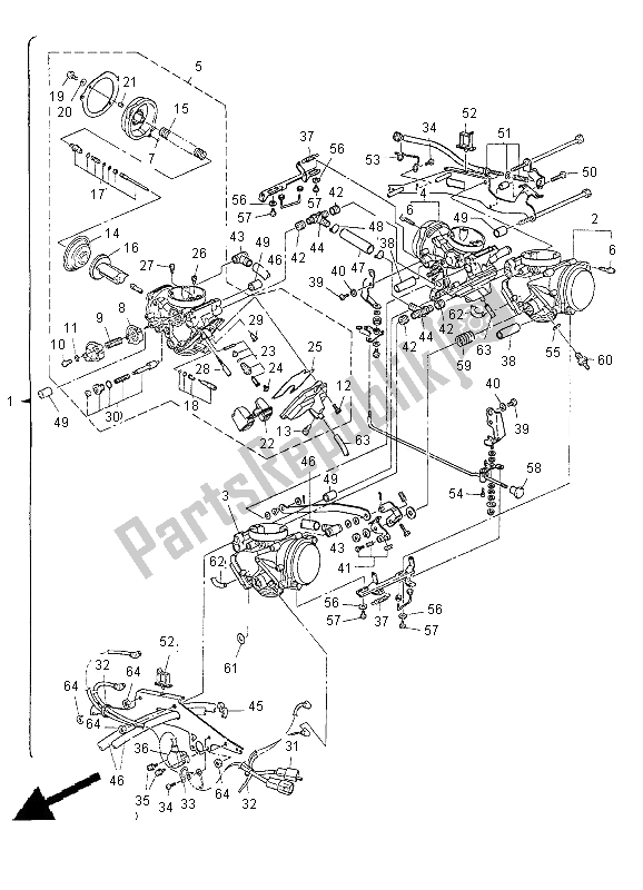 Toutes les pièces pour le Carburateur du Yamaha XVZ 13 TF Royal Star Venture 1300 2000