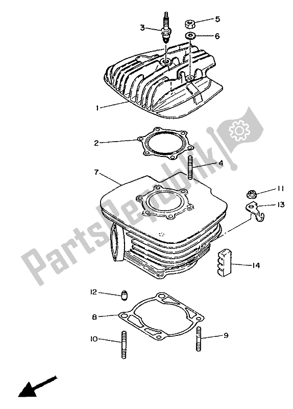 Todas las partes para Cilindro de Yamaha TY 250R 1991